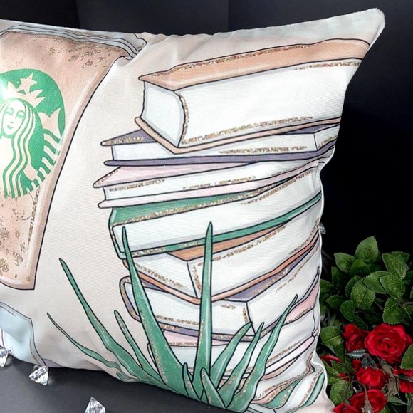 Starbucks Coffee Throw Pillowcase School Books Home Decor Accent Pillow Cover - Picture 11 of 12